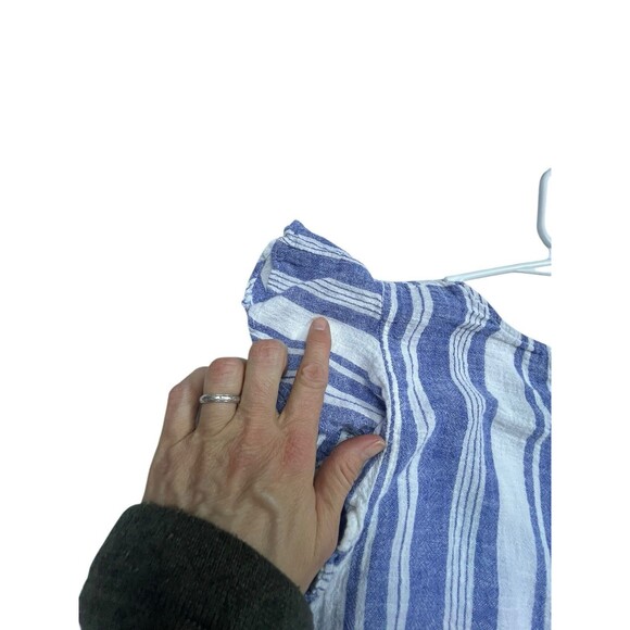 Old Navy Women's Blue and White Tie Blouse Y2K Size M - Picture 7 of 10